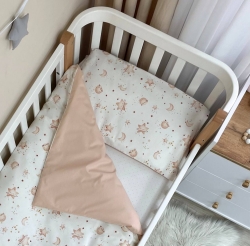 Set lenjerie de schimb pentru patut bebe 3 piese Galaxi bej